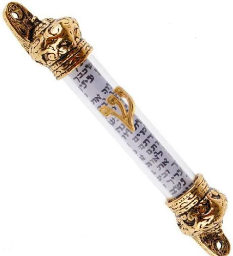 Cubierta de corona chapada en plata/bronce rojo/chapado en oro, mezuzá y pergamino de 5 pulgadas, regalo de Judaica Israel, mezuza de puerta judía