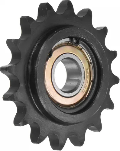 Vista 7 de uxcell Piñón tensor de cadena #40, diámetro de 0.591 in, 1/2 pulgada de paso 15 tensor de dientes, acabado de óxido negro C45 de acero al carbono