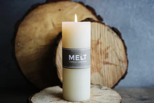 Vista 5 de Vela pilar de 3 x 6 pulgadas de Melt Candle Company, sin perfume, hecha a mano, para bodas, decoración del hogar, relajación, spa, mecha de algodón