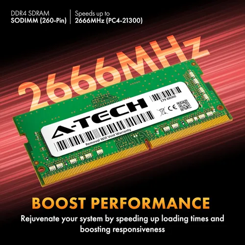 Vista 3 de A-Tech 4GB DDR4 2666MHz PC4-21300 (PC4-2666V) CL19 SODIMM 1.2V 260-Pin sin ECC SO-DIMM Módulo de Memoria RAM para Laptop Notebook