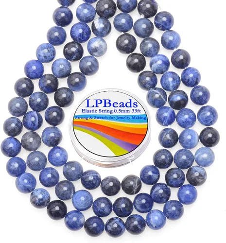 Vista 24 de LPBeads 100 Cuentas de 8mm Cuentas Redondas Naturales de Chakra, Cuentas Sueltas de Piedra Preciosa Redondas para Hacer Joyas con Cordón Elástico