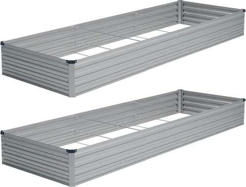 Vista 18 de Vengarus Kit de cama de jardín galvanizado elevado de 8 x 2 x 1 pies (paquete de 2), maceta de metal para exteriores, contenedor rectangular de Negro