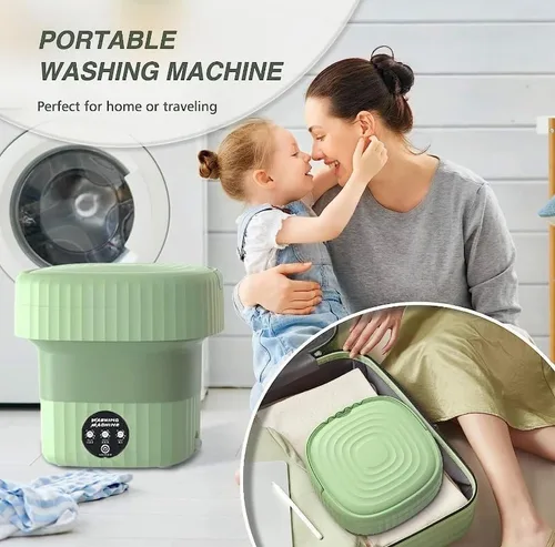 Vista 2 de Lavadora plegable, mini lavadora de alta capacidad de 8 litros, con 3 modos de limpieza profunda, lavadora pequeña media automática para ropa