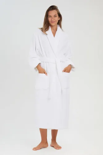 Vista 2 de MONARCH Bata de baño unisex de rizo 100% algodón peinado lux, bata con cuello de chal, elección de hotel de cinco estrellas, sin capucha