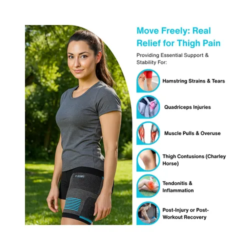 Vista 3 de Femoris-Knit Thigh Compression Sleeve for Men & Women Quad, Hamstring & Groin Support Breathable 4-Way Stretch Brace for Running, Sports &