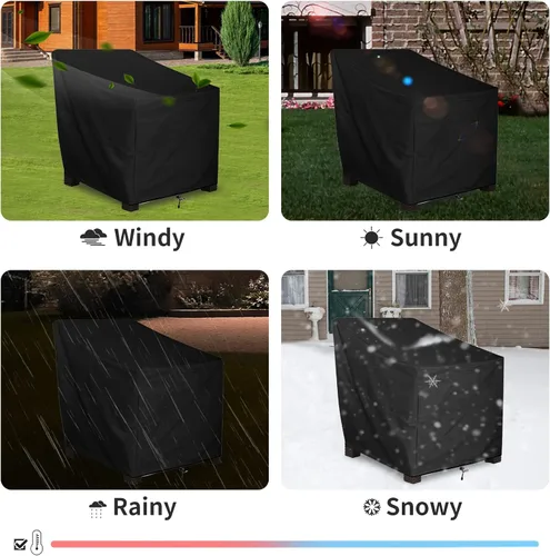 Vista 6 de ALSTER Fundas para Sillas de Patio Impermeables, Fundas para Sillas de Exterior (32" L x 37" A x 36" Al), Fundas de Muebles Negras Duraderas e