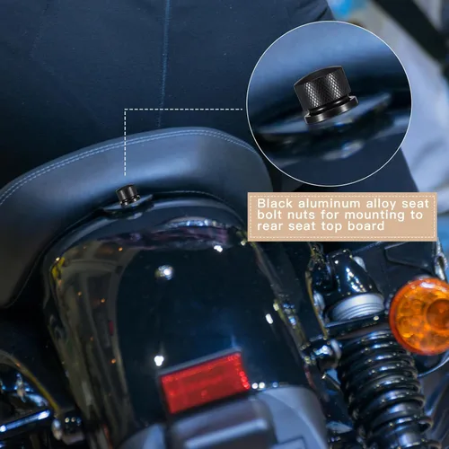 Vista 6 de Therwen Kit de 8 tuercas de tornillo de asiento, kit de tuercas de asiento de guardabarros, rosca de 1/4-20, compatible con Harley-Davidson