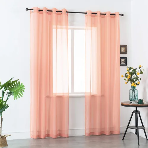 Vista 40 de Cortinas traslúcidas de 108 pulgadas para sala de estar, dormitorio, apartamento, ventana, 2 paneles con ojales, cortinas semitransparentes