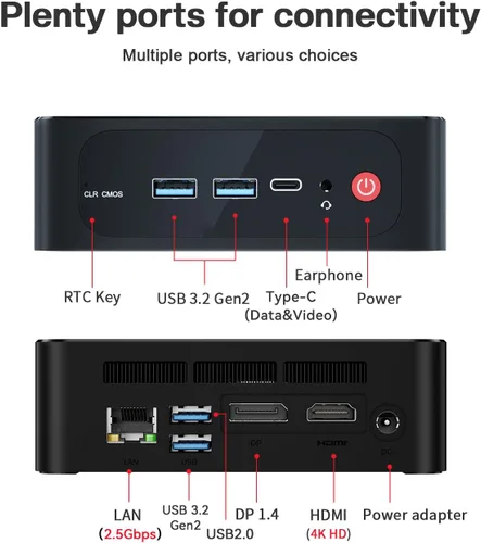 Vista 8 de Beelink Mini PC SER5, AMD Ryzen 5 5500U (6C/12T, hasta 4.0 GHz), mini computadora con 16G DDR4 RAM 500 GB M.2 2280 NVMe SSD, Micro PC compatible