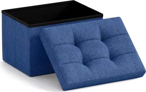 Vista 22 de Ornavo Home Otomana de almacenamiento pequeño, plegable, rectangular, de lino, otomana, para sala de estar, dormitorio, oficina en casa, dormitorio