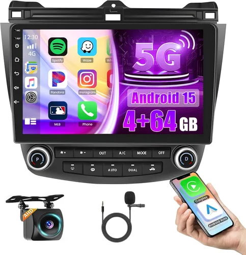 Vista 8 de Radio de coche Android 2+64G para Honda Accord 2003 2004 2005 2006 2007, 9 pulgadas pantalla táctil Radio inalámbrico Carplay Android Auto, WiFi
