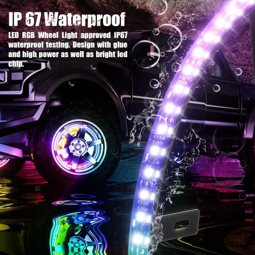 Vista 6 de Luces de rueda SUNPIE para camiones, luces de anillo de rueda de color de ensueño para coches con amplio ángulo para SUV con llanta de 17 pulgadas