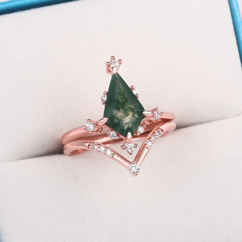 Vista 5 de LAZLUVU Anillos de compromiso de cristal, anillos de boda chapados en oro, anillo de boda para mujer