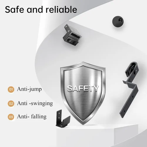 Vista 5 de EaseLife - Kit de riel para puerta corrediza de granero doble de 4 pies con bypass para gabinete mini, fácil de instalar, se desliza suavemente