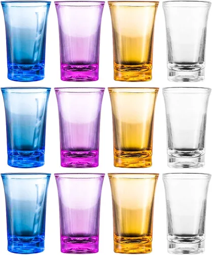 Vista 8 de Juego de vasos de chupito de acrílico de 12 piezas, vasos de chupito de plástico transparente de 1.2 onzas para tequila, cócteles y licores