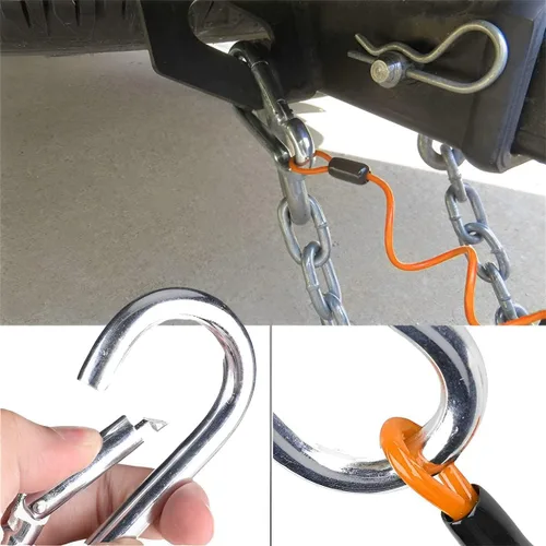 Vista 4 de AUCELI Cable de seguridad en espiral de acero inoxidable para remolque, cable de seguridad en espiral para remolque, cable de acero resistente