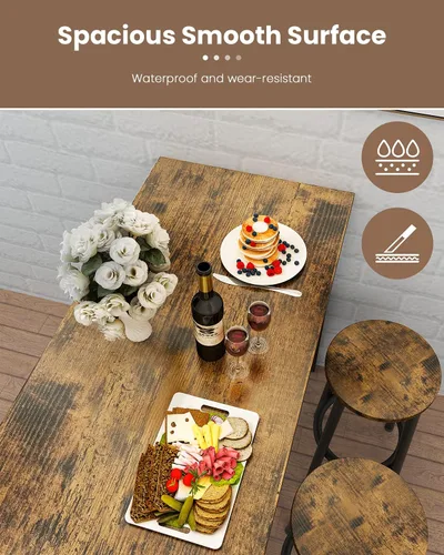 Vista 7 de Recaceik Juego de comedor de 3 piezas, mesa de bar moderna y taburetes para 2 encimeras de cocina, bistró, fácil de montar para desayuno, rincón