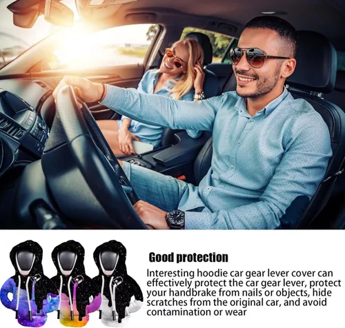 Vista 6 de Funda para palanca de cambios de automóvil, 2 unidades, con capucha, accesorios para interiores de automóviles, pomos de cambio de moda, camisa