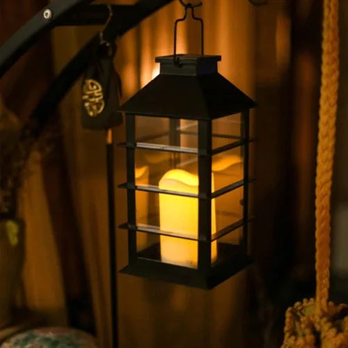 Vista 3 de Luces solares impermeables para exteriores, farol de vela de simulación vintage, faroles al aire libre para patio, impermeables (juego de 2)