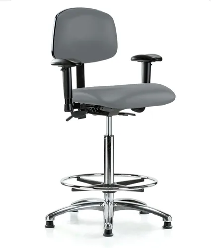 Vista 98 de PERCH - Silla giratoria con ruedas para alfombra o linóleo, cromado, Textil, Tela negra