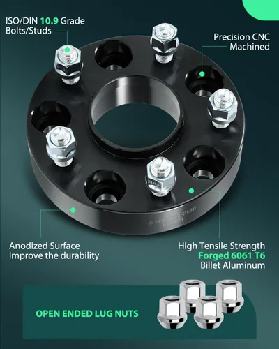 Vista 3 de SCITOO 2 espaciadores de rueda de 1.25 pulgadas, 5 x 5 con orificio de 2.815 in, pernos de 14 x 1.5 pulgadas, adaptadores de espaciadores de rueda