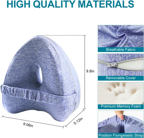 Vista 2 de SWZEC Leg Alignment Pillow - Orthopedic Memory Foam Support Pillow for Side Sleepers (Blue)