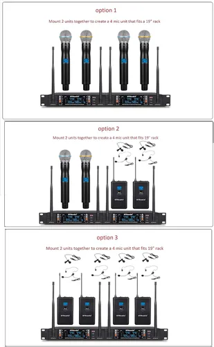 Vista 2 de GTD Audio - Micrófono inalámbrico UHF de 2 x 100 canales ajustables, rango de hasta 400 pies, sistema de karaoke para DJ con micrófonos de metal