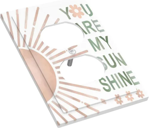 Vista 3 de Cubiertas de Placas de Pared Dúplex Individual con Sol Minimalista Moderno de Palabras Inspiradoras Abstractas Boho, Cubierta de Interruptor de Luz