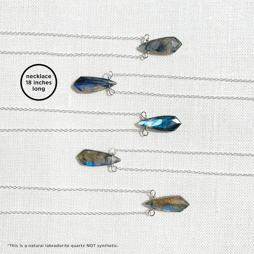 Vista 7 de Labradorite Arrow Head Pendant Necklace, March Birthstone Gift, Healing Chakra Protector, Handmade Sterling Silver Necklace, Natural Faceted