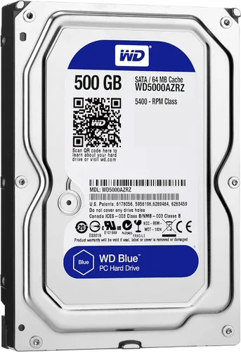 Vista 2 de Western Digital Disco duro interno WD de 500 GB para PC azul - 5400 RPM, SATA 6 Gbs, caché de 64 MB, 3.5" - WD5000AZRZ