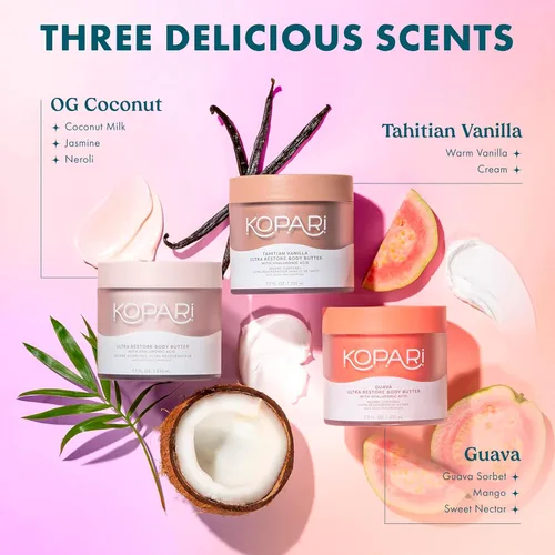 Vista 6 de Kopari Ultra Restore - Mantequilla corporal, fórmula ligera batida, ácido hialurónico y mantequilla de semillas de mango, humedad profunda