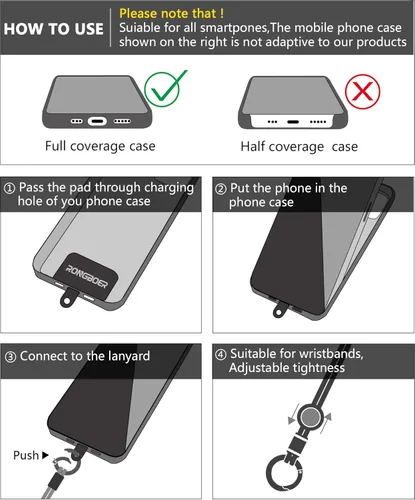 Vista 6 de Correa de muñeca para teléfono celular, pulsera para teléfono celular, cordón de muñeca para cámara, cordón de muñeca corto para llaves, cordón