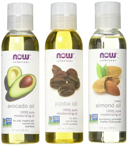 Now Foods Variedad Hidratante Aceites Sampler: Sweet Almendra, aguacate, y aceites de Jojoba – 4oz. botellas, cada una