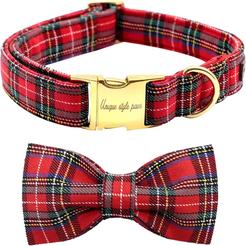Vista 8 de Unique style paws - Collar para perros con corbatín, collar ajustable para perros y gatos, pequeño, mediano y grande