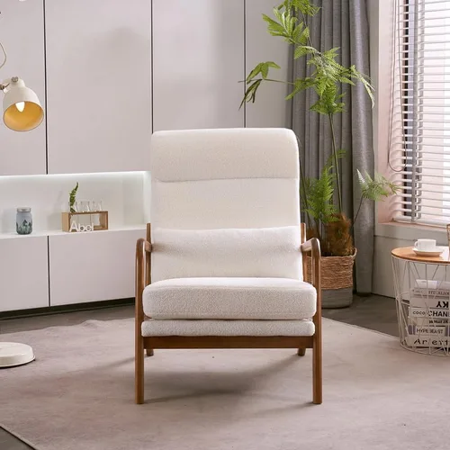 Vista 5 de Modern Accent Chairs for Living Room,Bronzing Cloth Comfy Reading Chair Leisure Armchairs with Pillow,Lounge Single Sofa Vanity Chair for Dark Grey