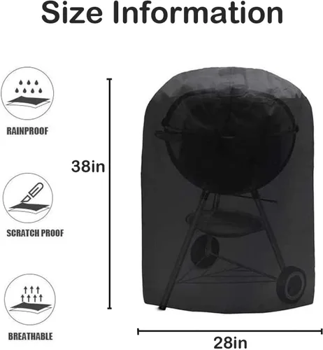 Vista 4 de Weber - Funda para parrilla de carbón, resistente e impermeable, para la mayoría de las parrillas de carbón, 28 pulgadas de profundidad x 38