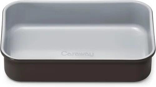 Caraway Molde rectangular pequeño antiadherente de 9" x 6.5", no tóxico, sin PTFE ni PFOA, núcleo de acero aluminizado, bandeja para hornear de