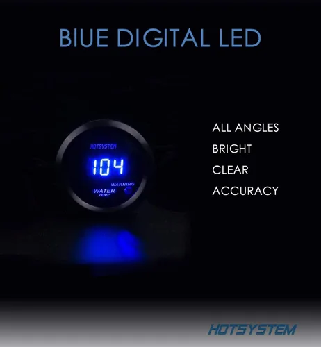 Vista 8 de Motor de coche nuevo 2" 52 mm), color azul agua Temp Temperatura Digital ℉ Gauge