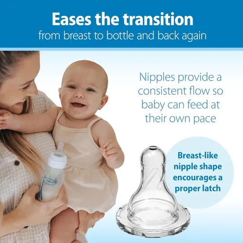Vista 4 de Dr. Brown's Natural Flow Anti-Colic Options+ Biberón estrecho, 2 oz/2.0 fl oz, con pezón de flujo prematuro, 0.0 ft+, paquete de 4