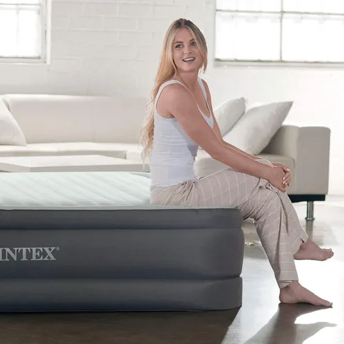 Vista 6 de Intex PremAire I Fiber-Tech - Cama de aire elevada con tecnología Dura Beam para el hogar con bomba eléctrica integrada, tamaño individual