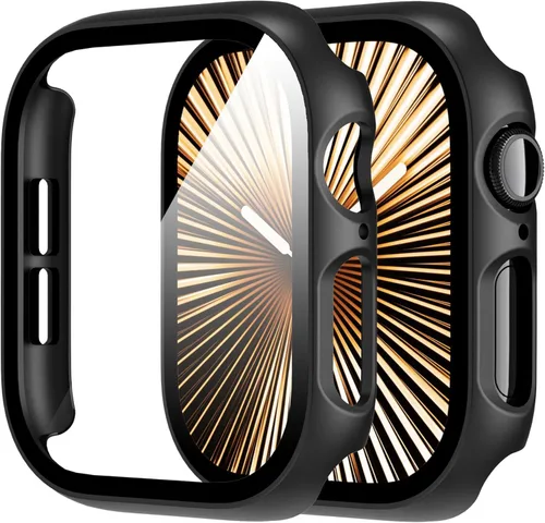 Vista 39 de Diruite Juego de 2 fundas para Apple Watch Series 3/2/1 de 38mm, protector de pantalla de vidrio templado ultradelgado de todo alrededor para iWatch