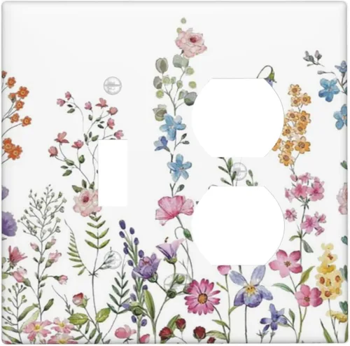 Vista 75 de Placa de pared dúplex de receptáculo de dispositivo de 1 gang de madera envejecida blanca gris con veta de tablón, cubierta de enchufe eléctrico