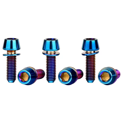 Vista 18 de Titanium Ti Allen Hex M5 - Tornillo de cabeza cónica de 0.630 in con tornillo de arandela para piezas de vástago de bicicleta, paquete de 6
