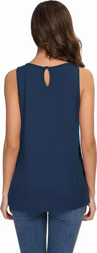 Vista 5 de TASAMO Camisetas sin mangas plisadas con cierre de espalda para mujer