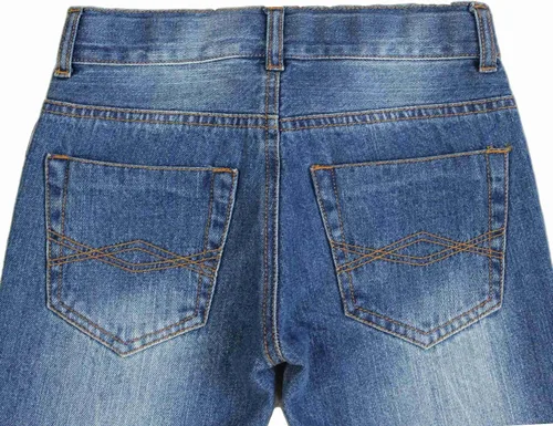 Vista 5 de Bienzoe Jeans de cintura ajustable para niños vaquero de cintura baja rasgada de algodón recto