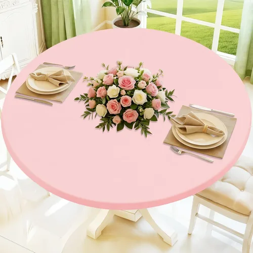 Vista 19 de Moosfor Round Spandex Tablecloth, Elastic Fitted Waterproof Tablecloths for 18"-24" Tables, Stretch Washable Picnic Table Cover for Camping, Dining