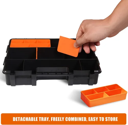Vista 7 de TCE Caja de herramientas organizadora de piezas, caja de herramientas de almacenamiento versátil y duradera para pernos, tornillos, clavos, tuercas