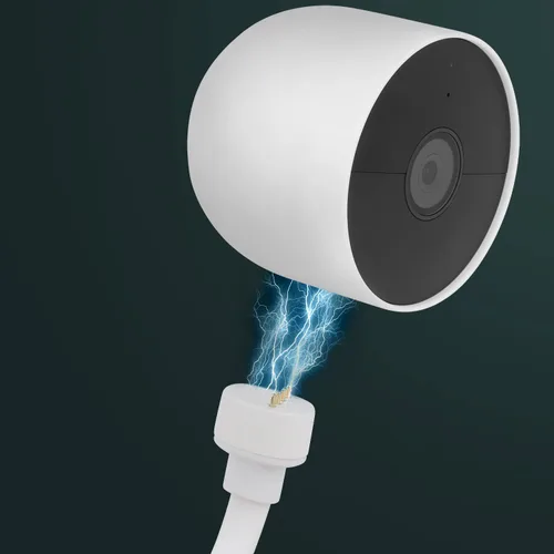 Vista 4 de iTODOS Paquete de 2 cables de alimentación de 20 pies para Google Nest Cam (batería), cable de repuesto, resistente a la intemperie al aire libre