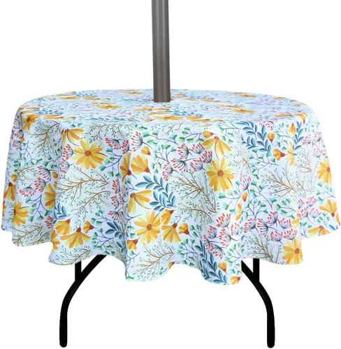 EHouseHome Mantel redondo de 60 pulgadas para exteriores e interiores con agujero para sombrilla y cremallera, paños de patio impermeables con