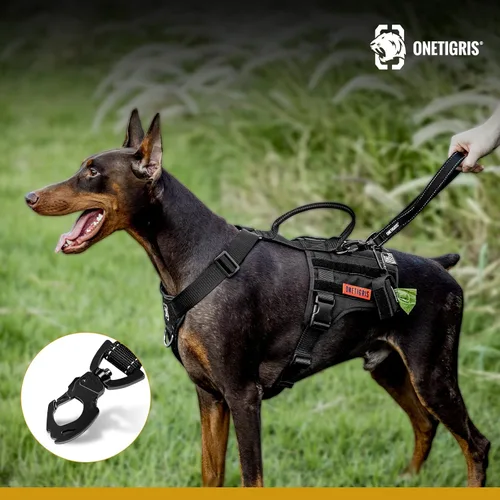 Vista 3 de OneTigris Bolt - Correa corta de tráfico para perros pequeños, medianos y grandes (negro, S)